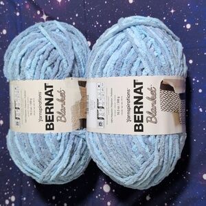 2 Brand New Skeins Bernat Blanket Yarn CELESTIAL BLUE Smoke Free Home